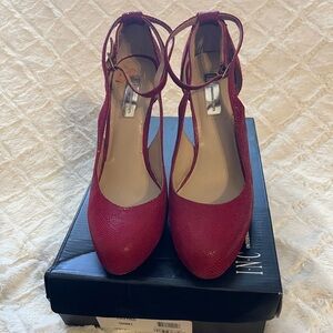 INC International Concepts Red Ankle-Strap Pointed-Toe Pumps